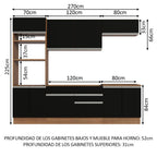 Cocina Integral 270 cm Con Mueble para Horno Marrón/Negro Glamy Madesa
