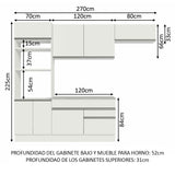Cocina Integral 270cm Blanco Glamy 14