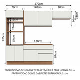 Cocina Integral 270cm Marrón/Blanco Glamy 14
