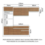 Cocina Integral 270cm Blanco/Marrón Glamy 15
