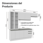 Cocina Integral 270 cm Con Vitrina Blanco Glamy Madesa