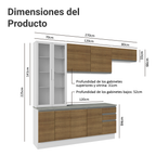 Cocina Integral 270 cm Con Vitrina Blanco/Marrón Glamy Madesa