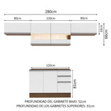 Cocina Integral 280cm Marrón/Blanco Glamy 01