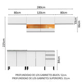 Cocina Integral 280cm Blanco Glamy 02SR
