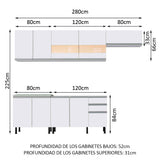 Cocina Integral 280cm Blanco Glamy 03SR