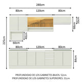 Cocina Integral 280cm Blanco Glamy 04