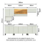 Cocina Integral 280cm Blanco Glamy 04SR