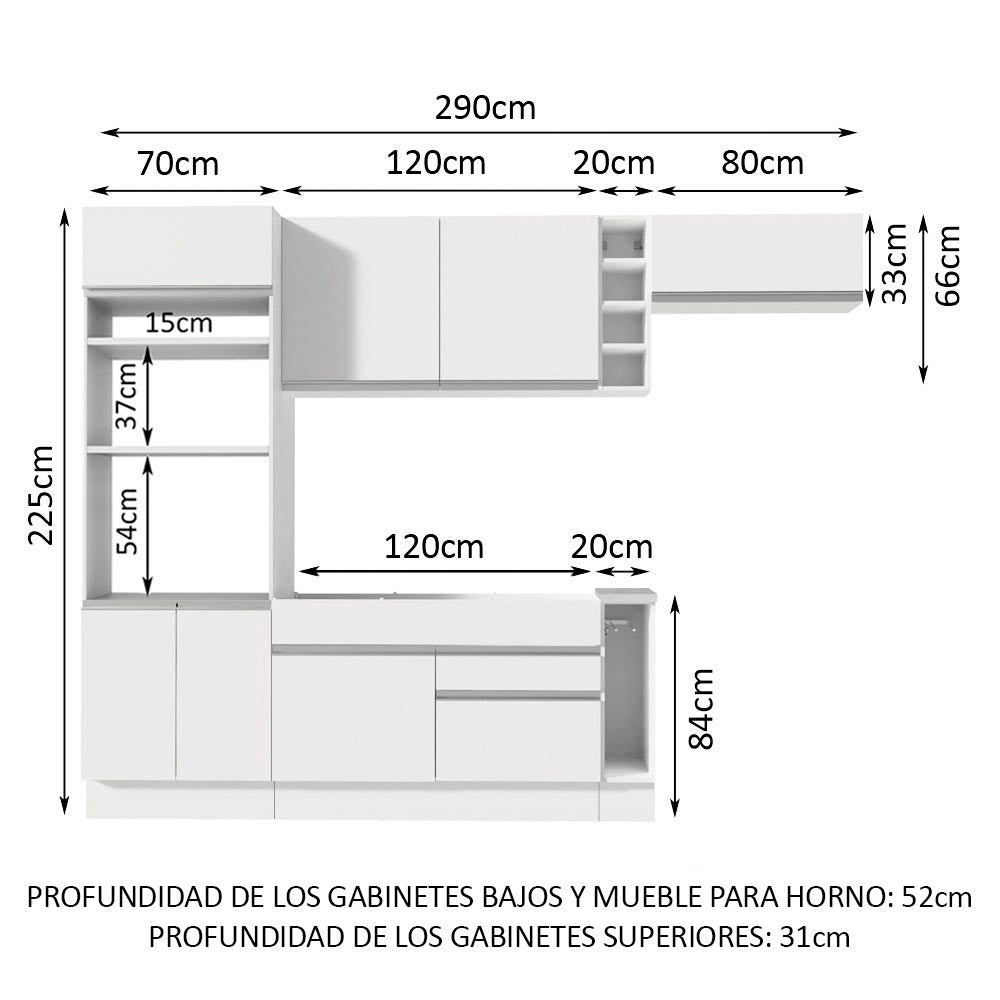 Cocina Integral 290 cm Blanco Safira 04