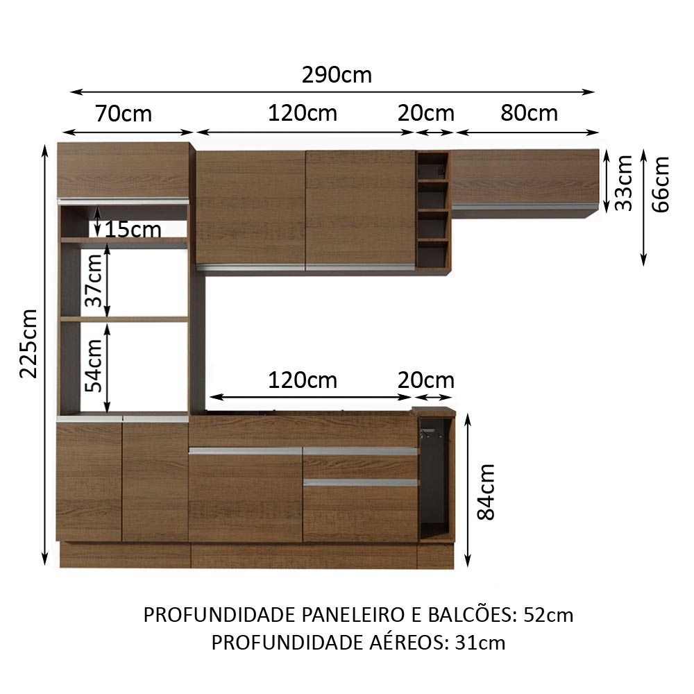 Cocina Integral 290cm Marrón Safira 04