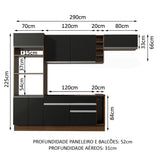 Cocina Integral 290cm Marrón/Negro Safira 04