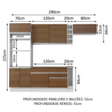 Cocina Integral 290cm Blanco/Marrón Safira 04