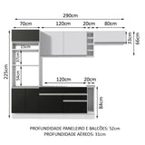 Cocina Integral 290cm Blanco/Negro/Blanco Glamy 04