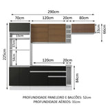 Cocina Integral 290cm Blanco/Negro/Marrón Glamy 04