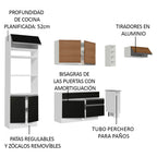 Cocina Integral 290 cm Con Mueble para Horno Blanco/Negro/Marrón Glamy Madesa
