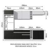 Cocina Integral 290cm Blanco/Negro/Blanco Glamy 07