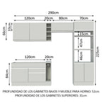 Cocina Integral 290 x 52 cm 7 Puertas 2 Cajones Con Mueble para Horno Blanco Glamy Madesa 10