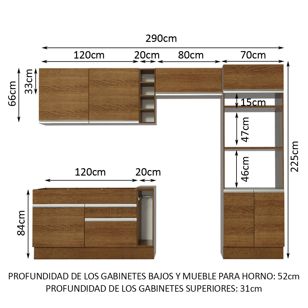 Cocina Integral 290cm Marrón Cristal 09