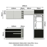 Cocina Integral 290cm Blanco/Negro/Blanco Glamy 10