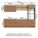 Cocina Integral 310 cm Con Mueble para Horno Marrón Glamy Madesa