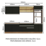 Cocina Integral 310cm Marrón/Negro Glamy 01