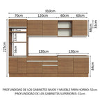 Cocina Integral 310 cm Con Mueble para Horno Marrón Glamy Madesa