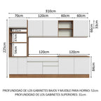 Cocina Integral 310 cm Con Mueble para Horno Marrón/Blanco Glamy Madesa