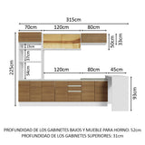 Cocina Integral 315 cm Blanco/Marrón Glamy 01