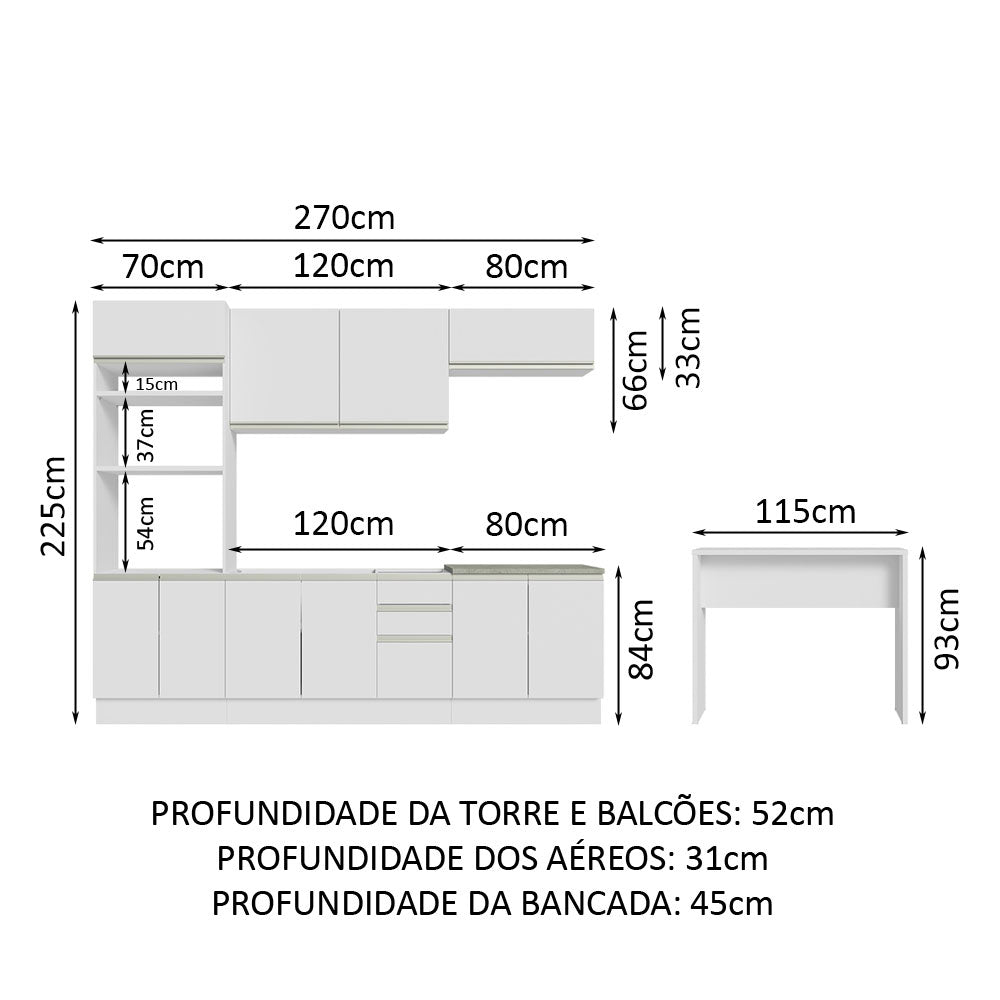 Cocina Integral 315 cm Blanco Glamy 02