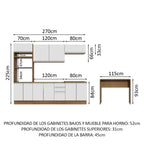 Kit Cocina Integral 385 cm y Barra de Cocina Marrón/Blanco Glamy Madesa