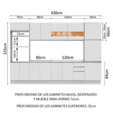 Cocina Integral 330cm Blanco Glamy 02