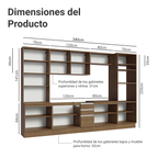 Cocina Integral 340 cm Con Vitrina y Mueble para Horno Marrón Glamy Madesa