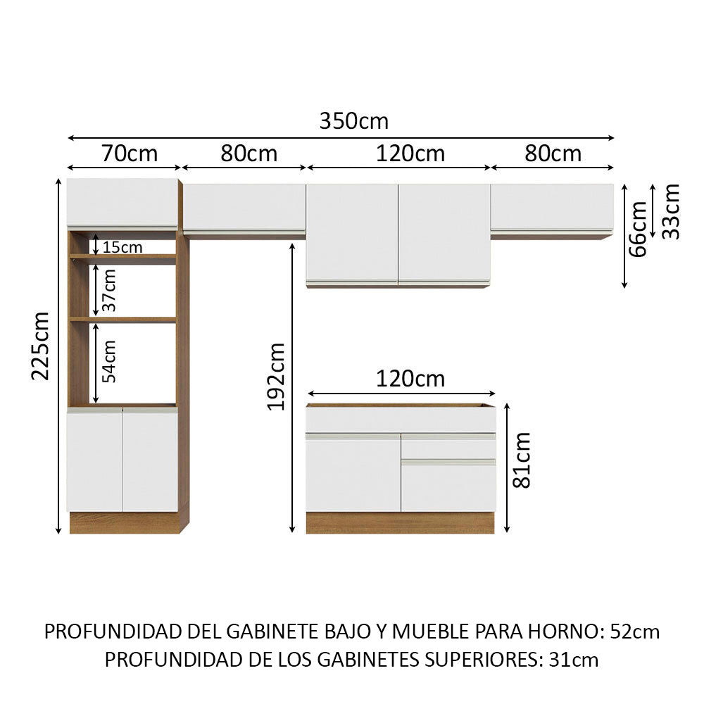 Cocina Integral 350cm Marrón/Blanco Glamy 01