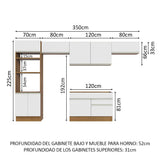 Cocina Integral 350cm Marrón/Blanco Glamy 01