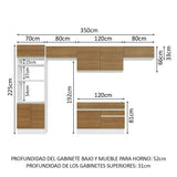 Cocina Integral 350cm Blanco/Marrón Glamy 01