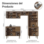 Cocina Compacta 235 cm 10 Puertas 2 Cajones Con Mueble para Horno Marrón Gourmet Madesa 01