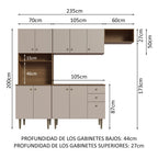 Cocina Compacta 235 cm Con Mueble para Horno Marrón/Crema Gourmet Madesa