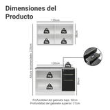 Cocina Integral 120 cm Blanco/Negro Lux Madesa 01