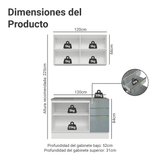 Cocina Integral 120 cm Blanco/Gris Lux Madesa 01