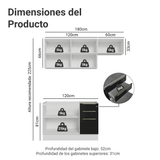 Cocina Integral 180 cm Blanco/Negro Lux Madesa 02