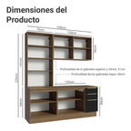 Cocina Compacta 190 cm Con Vitrina Marrón/Negro Lux Madesa