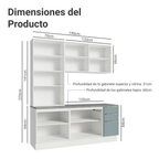 Cocina Compacta 190 cm Con Vitrina Blanco/Gris Lux Madesa