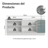 Cocina Integral 200 cm Blanco/Gris Lux Madesa 05