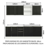 Cocina Integral 240cm Lux Blanco/Negro 05