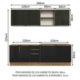 Cocina Integral 240cm Lux Marrón/Negro 05