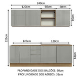 Cocina Integral 240cm Lux Marrón/Gris 05