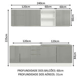 Cocina Integral 240cm Lux Blanco/Gris 05