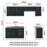 Cocina Integral con Accesorios 240cm Lux Blanco/Negro