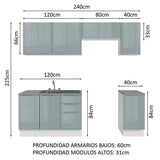 Cocina Integral con Accesorios 240cm Lux Blanco/Gris