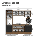 Cocina Integral 240 x 60 cm 6 Puertas 6 Cajones Con Mueble para Horno Marrón/Negro Lux Madesa 08