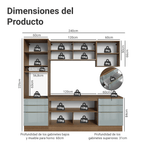 Cocina Integral 240 x 60 cm 6 Puertas 6 Cajones Con Mueble para Horno Marrón/Gris Lux Madesa 08
